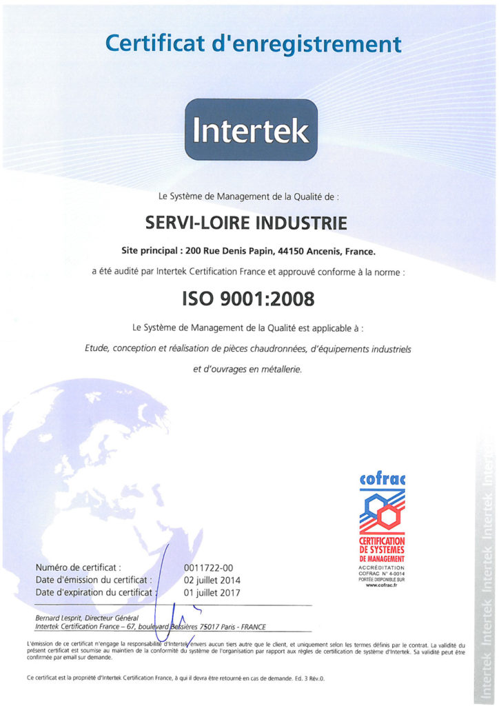 Certificat ISO 9001